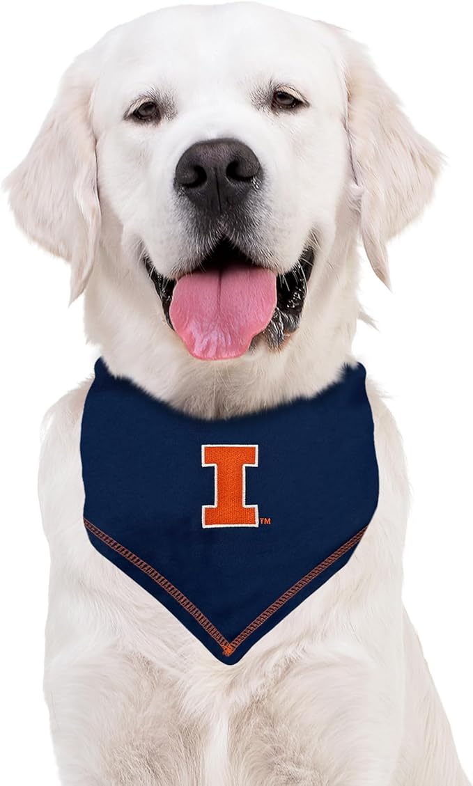 Pets First NCAA Illinois Fighting Illini TIE Bandana, Size Small/Medium. Dog Bandana Scarf Bib for Pet Cat Dog. The Ultimate Game-Day, Party Bandana