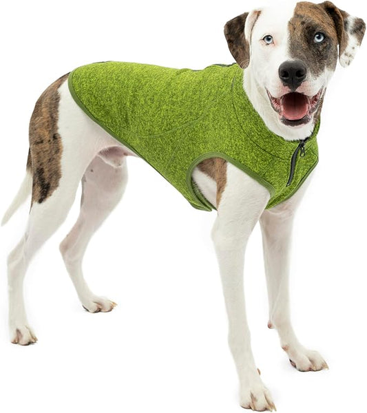 Kurgo Core Dog Sweater, Knit Dog Sweater with Fleece Lining, Cold Weather Pet Jacket, Zipper Opening for Harness, Adjustable Neck, Year-Round Sweater for Medium Dogs (Heather Green, Medium)
