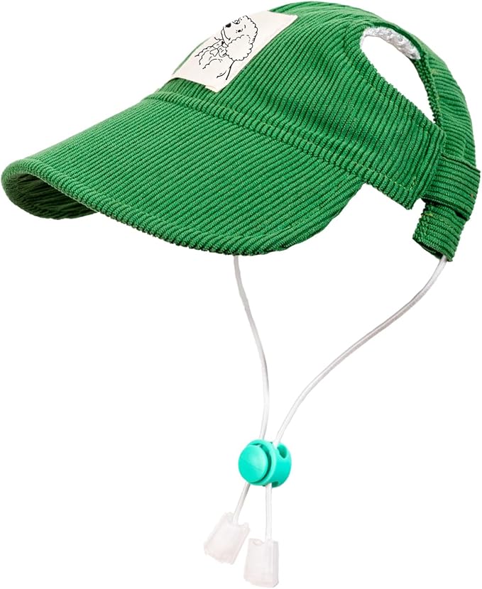 Pet Dog Baseball Cap, Cat Hat, Cat Dog Sun Cap with Ear Holes, Adjustable Puppy Outdoor Sun Hat (Green, Small)