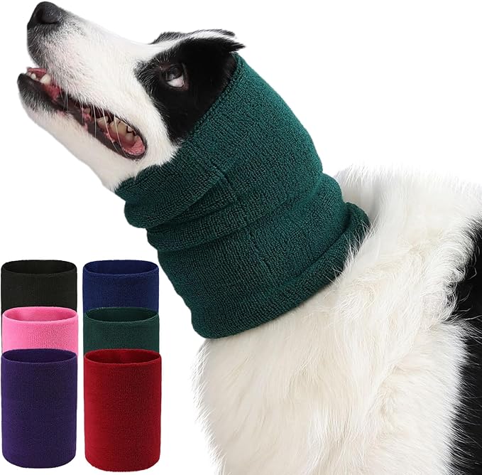 Dog & Cat Calming Band Cat Anxiety Relief Cover,Double Layer Thickened Pet Ears Elastic Neck Band Noise Cancelling Ear Muffs for Anxiety Relief/Noise Protection,Grooming,Thunder,Fireworks