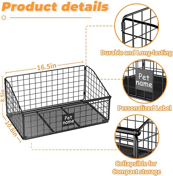 Dog Toy Bin Toy Basket Metal Storage Box with Handles Dog Organizer Chew-Proof Dog Toy Box Blankets Leashes Chest Puppy Dog Toy Storage Container Home Decor Pet Toys Dog Cat