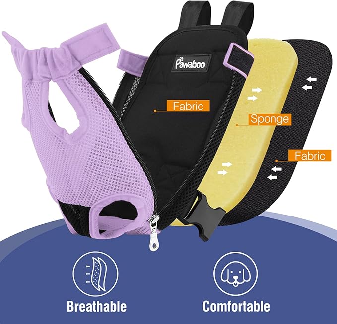 Pawaboo Pet Carrier Backpack, Adjustable Pet Front Cat Dog Carrier Backpack Travel Bag, Legs Out, Easy-Fit for Traveling Hiking Camping for Small Medium Dogs Cats Puppies, Small, Purple