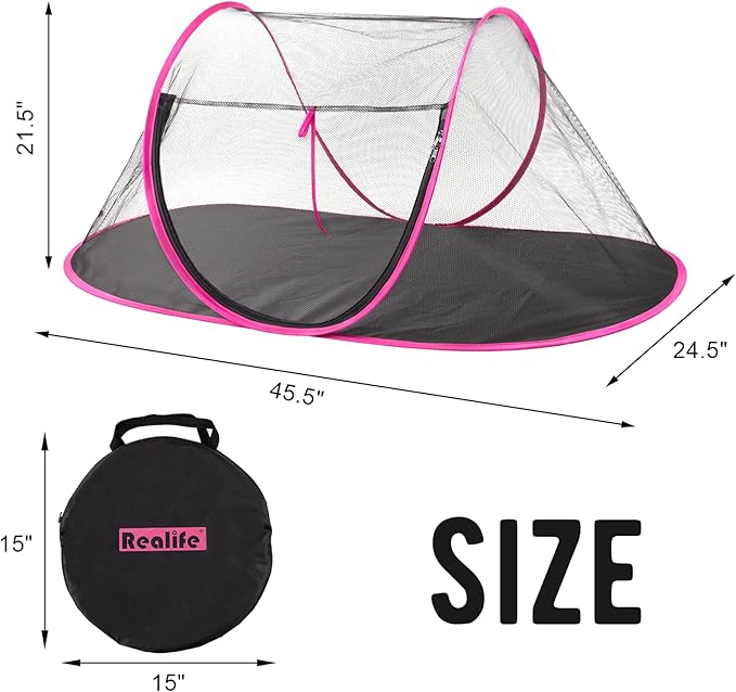 Realife Portable, Foldable Outdoor Cat Tent for Dogs and Small Animals, Rose Red