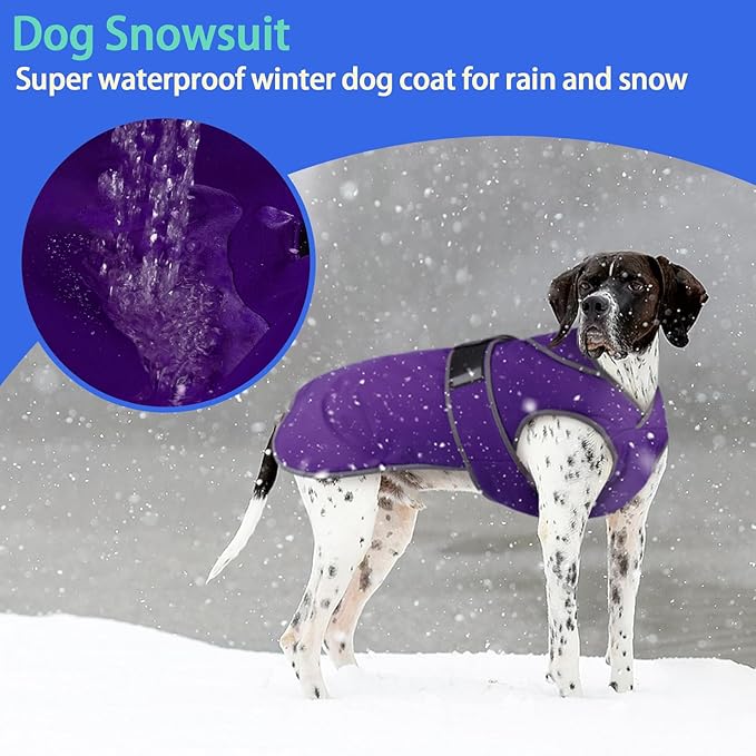 MIGOHI Warm Dog Coat Winter Dog Jacket,Waterproof Cold Weather Coats for Dogs,Fleece Jacket for Small Medium Large Dogs,Reflective Thick Fleece Vest with Leash Hole