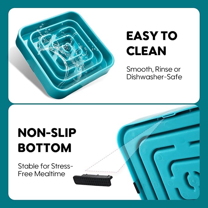 TOBYTO Slow Feeder Dog Bowls for Large Medium Breed, Anti-Choking Pet Slow Feeding Food Bowl, Non Slip Maze Puzzle Dog Feeder Bowl Prevent Bloating,Dark Green