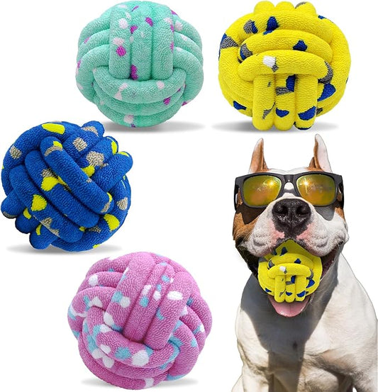 Magicorange Dog Balls 4 Pack Tennis Ball Toys Dog Toy for Aggressive Chewers Indestructible Teething Chew Toys Water Toy Fetch Ball for Dogs