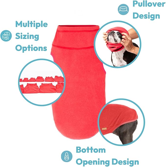 Gooby Microfiber Stretch Fleece Vest Dog Sweater - Tomato Red, Small - Warm Pullover Microfiber Fleece Dog Jacket for Small to Large Dogs