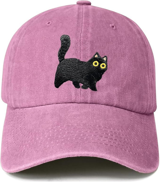 Black Cat Hat,Ragdoll Cat Embroidered Adjustable Cotton Baseball Cap for Men Women,Gifts for Cat Lovers