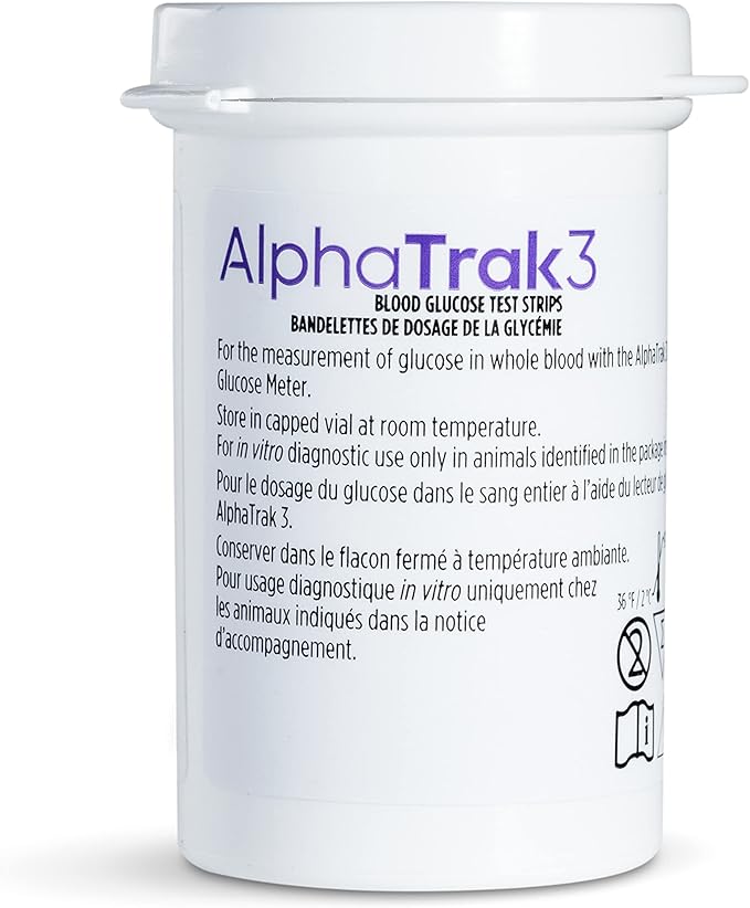 AlphaTrak 3 Test Strips for Use with AT3 Blood Glucose Monitoring System for Cats, Dogs, and Horses, 50 Count