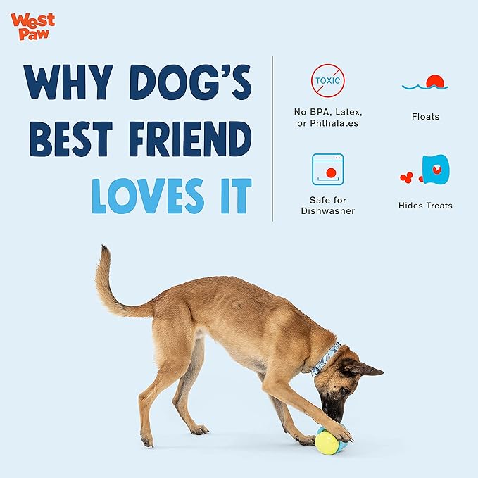 WEST PAW Zogoflex Toppl Treat Dispensing Dog Toy Puzzle – Interactive Chew Toys for Dogs – Dog Toy for Moderate Chewers, Fetch, Catch – Holds Kibble, Treats, X-Large, Granny Smith