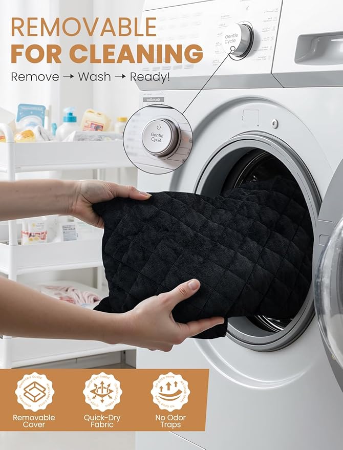 Dog Car Seat for Small/Medium Dogs, Elevated Dog Booster Seat Memory Foam Puppy Car Seat with Washable Cover, Travel Safety Pet Seat Bed for Car with Storage Pockets Up to 35 lbs (Black)