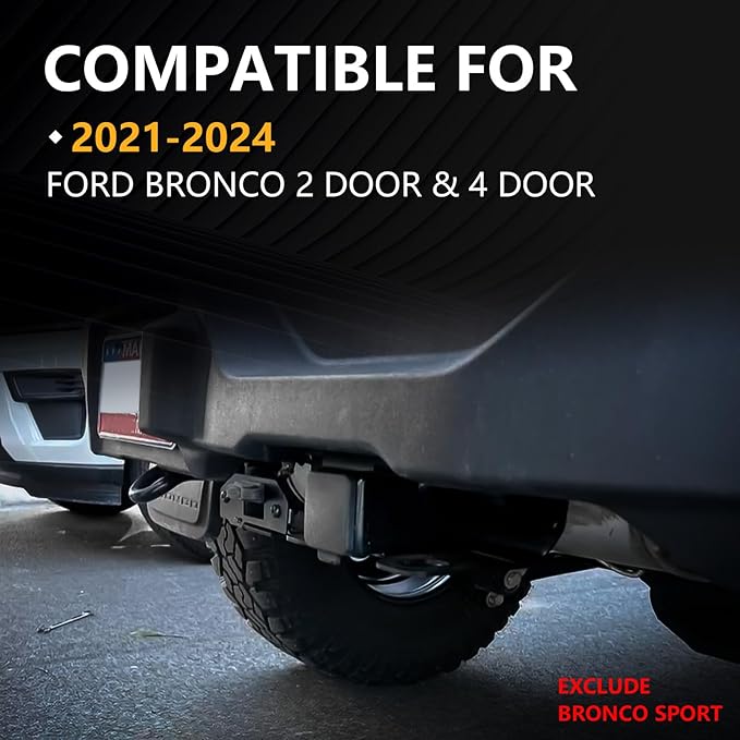 for Ford Bronco Hitch Tow Trailer Kit Compatible for 2021 2022 2023 2024 2025 Ford Bronco 2 Door & 4 Door Hitch Receiver with Cover, 2 Inch Rear Bumper Towing Hook (Exclude Bronco Sport)