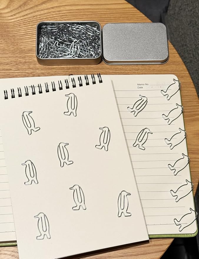 Cute Paper Clips, 60PCS Penguin Shaped Paper Clips Animal Bookmarks Clips, Assorted Colors, Fun Office Gifts for Women Men Coworkers Teachers Students Girls Boys, Christmas Gifts