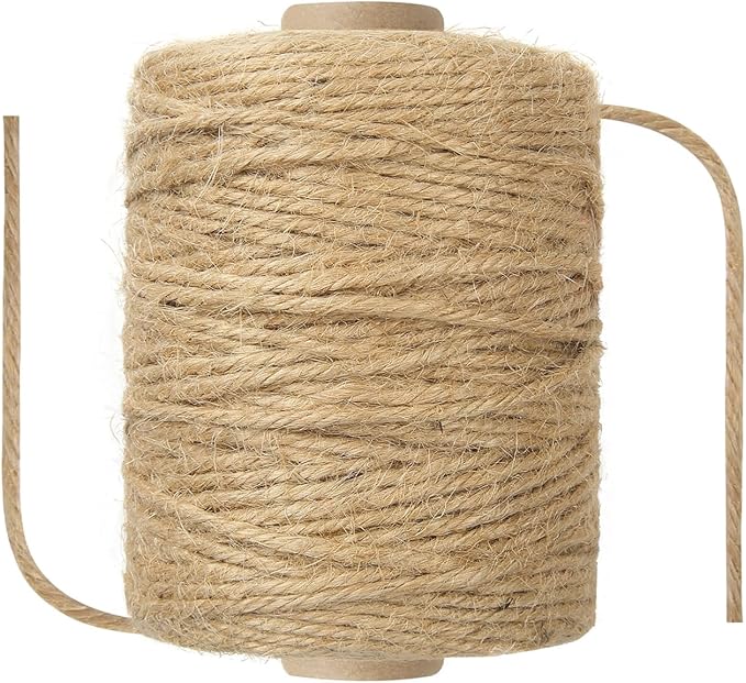 1/8 in (3mm) x 328 ft (100Meter) Natural Sisal Hemp Rope Heavy Duty Thick Twine for Cat Scratcher Post Tree, Garden, Binding, Crafts Packing Material