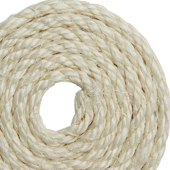 Cat Sisal Rope 164-Feet 4mm for Scratcher Repair and Replace Scratching Post, DIY Hemp Twine Rope for Cat Tree Tower Carpet Mat Kicker House, Pet Toy, and Crafts Gardening Home Decorating
