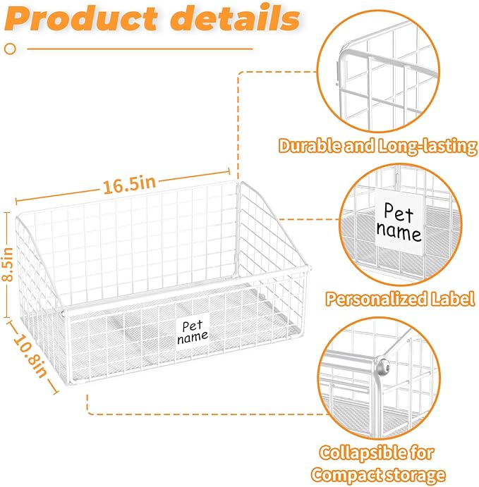 Dog Toy Bin Toy Basket Metal Storage Box with Handles Dog Organizer Chew-Proof White Dog Toy Box Blankets Leashes Chest Puppy Dog Toy Storage Container Home Decor Pet Toys Dog Cat