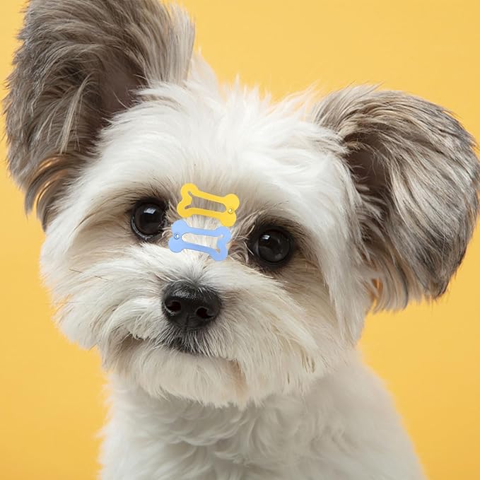 BOYIVI 48 Pieces Hair Clips for Dogs 1 Inch Mini Bone Shaped Snap Pet Hair Barrettes Multicolor Hair Accessories for Dog Cat Puppy Pet