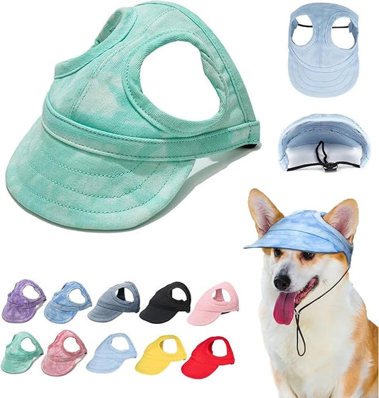 Outdoor Sun Protection Hood for Dogs, Adjustable Dog Sun Protection Baseball Hat Cap, Pet Baseball Hat Cap Visor Sunbonnet Outfit with Ear Holes for Dogs (Cloud Green, X-Large)