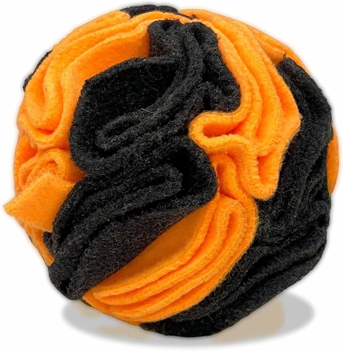 Glory To Dog Puppy and Small Breed Snuffle Interactive Foraging Dog Puzzle Ball Toy Halloween Orange and Black