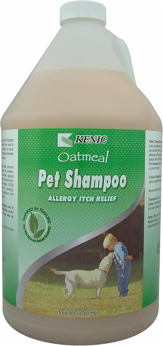 Kenic Oatmeal Anti-Itch Conditioning Pet Shampoo w/Almond Oil for Dogs and Cats, Dry Itchy Skin Relief, Moisturizing & Deodorizing, Soap Free, Safe for Puppies, Made in USA, 1 Gallon
