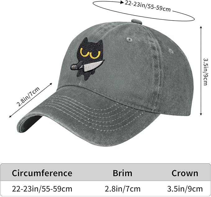 Black Cat Hat,Ragdoll Cat Embroidered Adjustable Cotton Baseball Cap for Men Women,Gifts for Cat Lovers