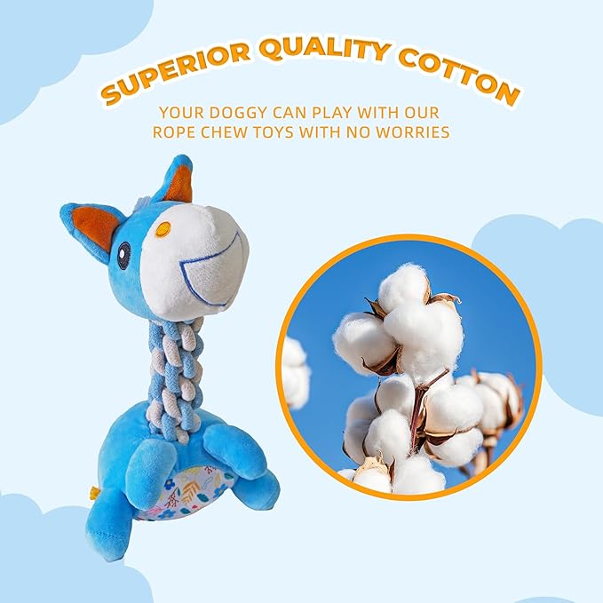 Knots Twists Dog Toy, Squeaky Rope Chew Toy for Small & Medium Dogs, Indestructible Tug of War Toy for Aggressive Chewers & Puppies, Dental Chew Toys to Clean Teeth & Relieve Boredom (Pony)