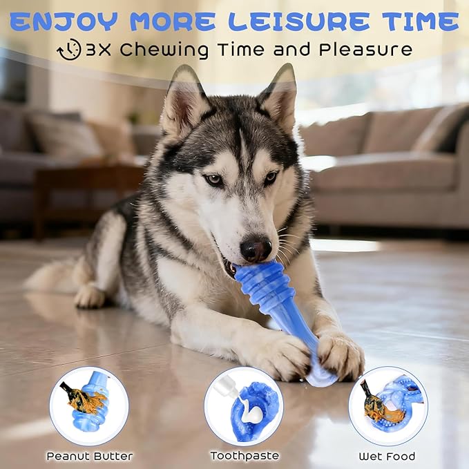 WinTour Dog Chew Toys for Aggressive Chewers 3 Pack, Indestructible Dog Toy to Keep Them Busy, Tough Dog Toys for Aggressive Chewers for Small, Medium and Large Breeds, Bacon Flavor, Blue