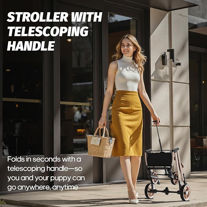 Pet Stroller with 4 Wheels, Dog Stroller with Detachable Carrier, One-Click Folding Pet Travel Carrier for Small, Medium Dogs Cats up to 50lbs, 3 in 1 Multifunctional (Black)