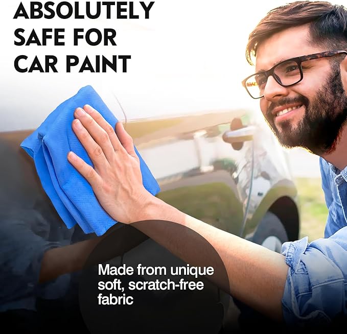 Premium Shammy Towel for Car Drying 2pk (26”x17”)-Super Absorbent Chamois Towel-Reusable shamies Towels for Cars, Bathroom,Pets, Dust Remove, No Spots/Streak/Scratch, Large, Blue