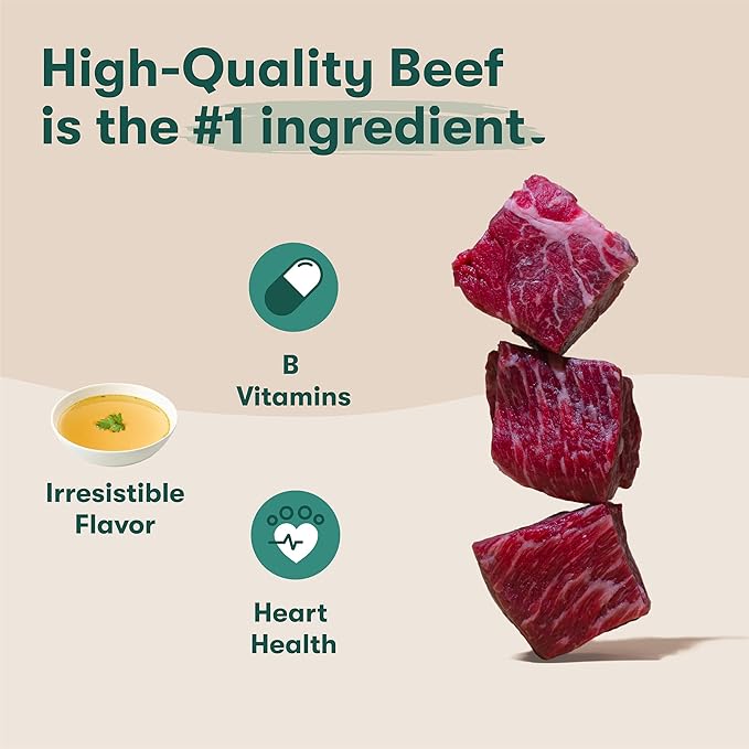 Jinx Beef Wet Dog Food Pouches, Meal or Dog Food Topper Mix-in, Made with Real Beef & Chicken, Bone Broth, No Fillers - Puppy, Adult, Senior, 3oz, 8 Pack