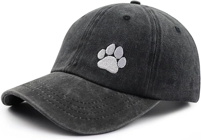 Dog Paw Hat for Men Women, Funny Adjustable Cotton Embroidered Dog Lovers Baseball Cap
