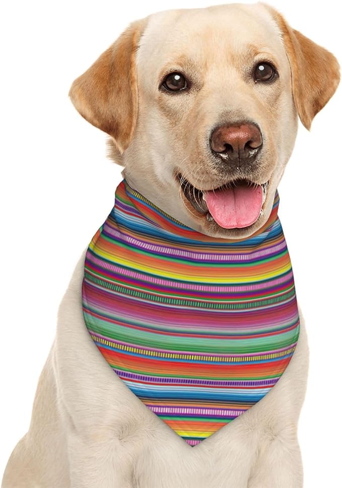 Mexican Serape Color Stripe Dog Bandana Scarf Triangle Bibs Pet Accessories Cat Kerchief