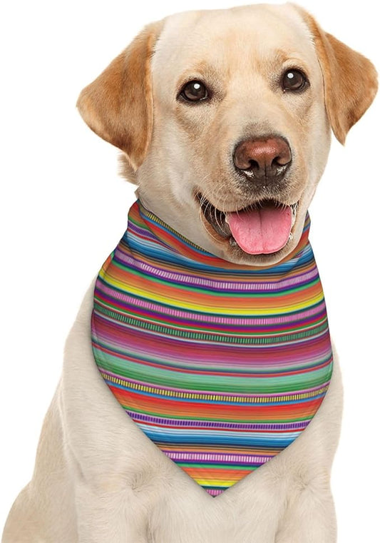 Mexican Serape Color Stripe Dog Bandana Scarf Triangle Bibs Pet Accessories Cat Kerchief