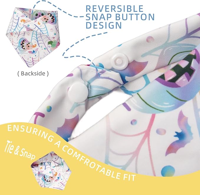 Halloween Dog Bandanas Cute Pastel Pumpkin Ghost Costumes Holiday Cat Bandana Triangle Neck Scarf with Snap Button, 5-30lbs, Small and Medium Breed