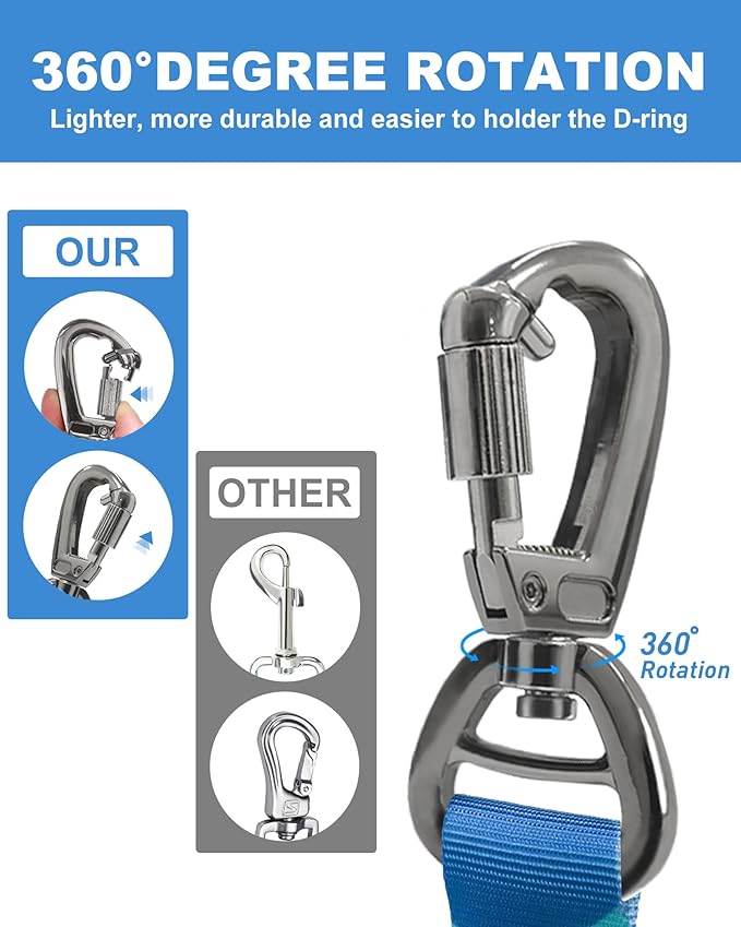 Hotsky Tactical Dog Leash Heavy Duty for Medium Large Dogs That Pull,4-6Ft Strong Bungee Shock Absorbing No Pull Dog Leash with Padded Double Handle and Car Seatbelt,Blue Camo