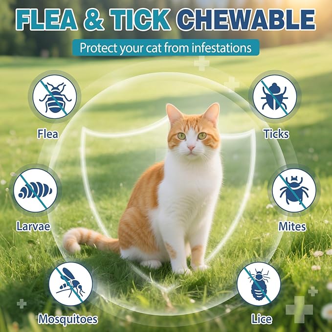 Chewable Flea Treatment for Cats Flea and Tick Prevention for Cats Chewables Fleas Chewables for Cat of All Breeds and Ages 400 Chewable Tablets