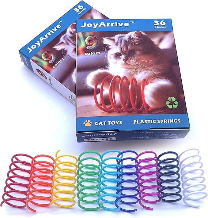 9 Colors Cat Spring Toy, Colorful Springs Self-Play Cat Toys for Indoor Cats,Interactive Cat Toy, Cat Kittens Spiral Coil Springs for Swatting,Biting,Hunting,Pouncing -36PCS