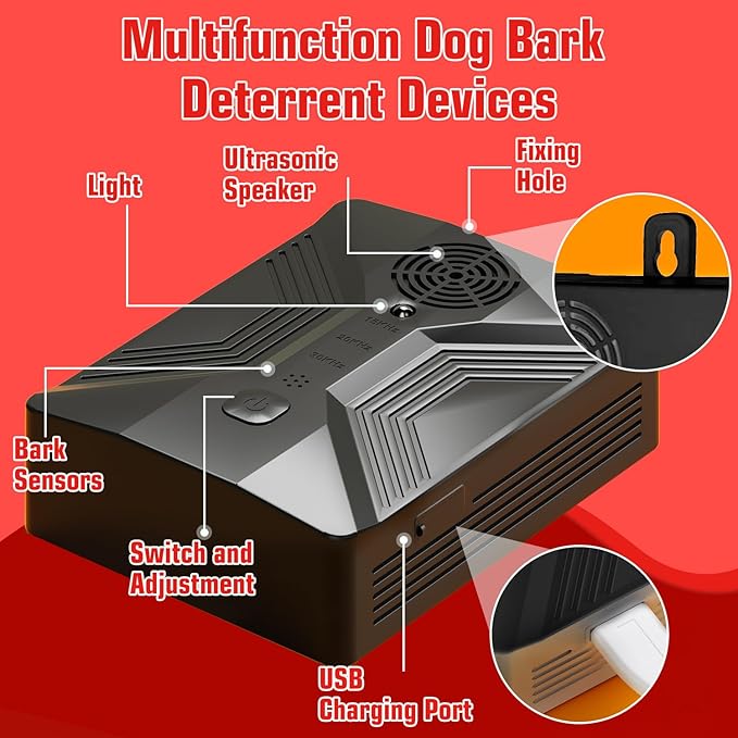Anti Barking Devices, Anti Barking Device for Dogs Long Range 50ft, Barking Control Devices for Dog Training in Outdoor, 3 Modes Ultrasonic Bark Box, Dog Bark Deterrent Devices, Dog Barking Silencer