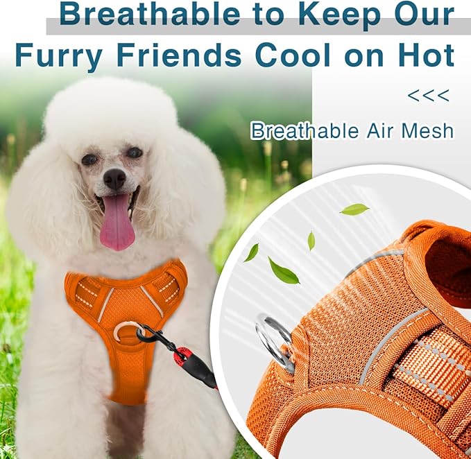 BARKBAY Dog Harness No Pull with ID Tag Pocket - Heavy Duty, Reflective, Easy Control for Large Dogs(Orange,XS)