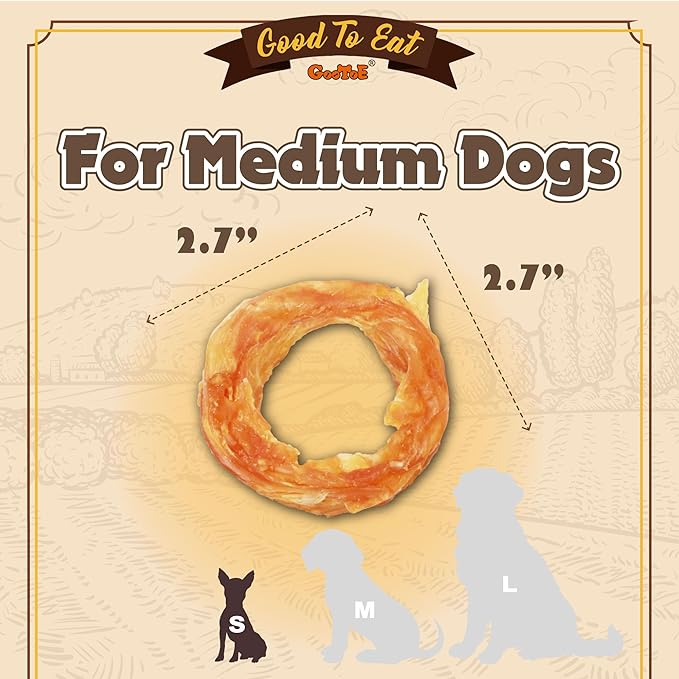 Gootoe Turkey Tendons for Dogs – All-Natural, Hypoallergenic Dog Treats, Rawhide Alternative, Long Lasting Puppy Chews, Healthy Dog Treats for Small Breeds, Ring, 16 oz Pack (1 lb)