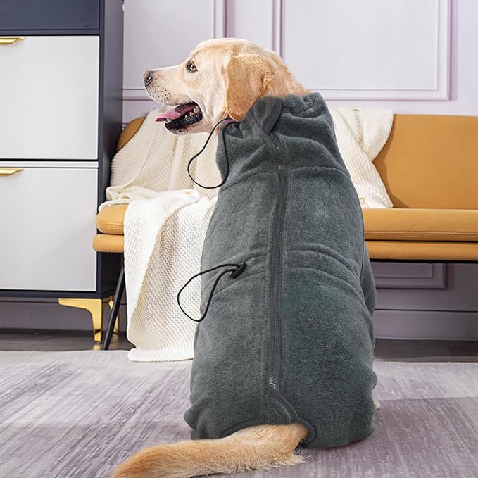 ROZKITCH Dog Warm Pajamas, Pet Windproof Warm Cold Weather Jacket Vest Cozy Jumpsuit Apparel Outfit Clothes for Small Medium Large Dog Walking Hiking Sleep Grey S