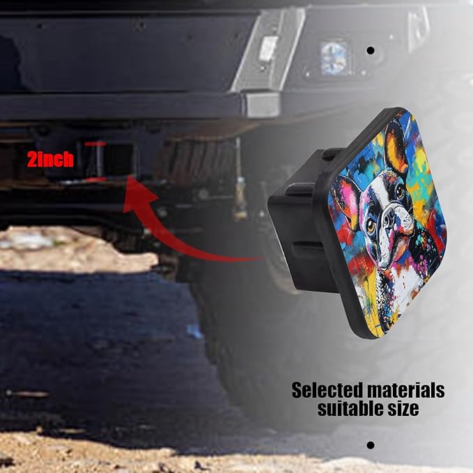 Hitch Cover Fits for 2-Inch Hitch,French Bulldog Portrait in A Spray - Paint Manner Rubber Trailer Hitch Cover Tube Plug Insert,Car Exterior Accessories, Receiver Tube Hitch Plug