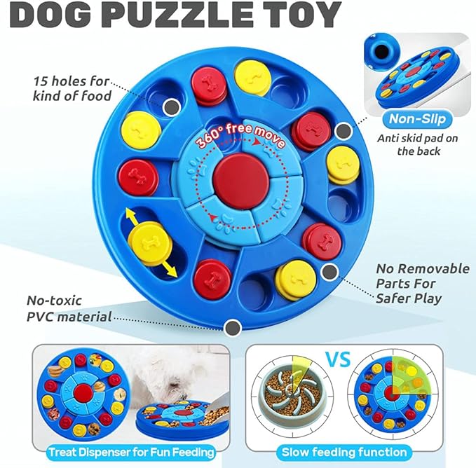 Dog Puzzle Toys Interactive Puzzle Game Dog Toy for Smart Dogs IQ Stimulation Treat Puzzle Toy for Dogs Treat Training,Puzzle Slow Feeder to Aid Pets Digestion (Advanced Level 2-3)