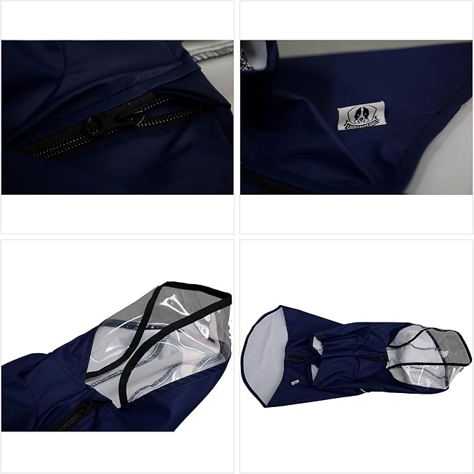 LoveLonglong Premium Waterproof Dog Raincoat with Reflective Safety Features Pet Raincoats for Large Medium Small Dogs Navy Blue M