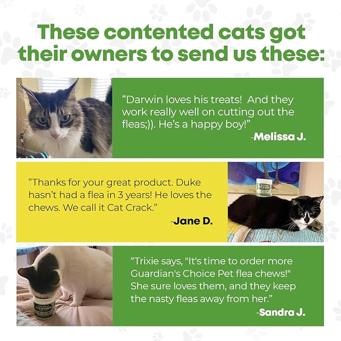 Guardian's Choice Flea and Tick Chewable Treats for Cats – No Harsh Chemicals – 100 Chicken-Flavored Chews Pets