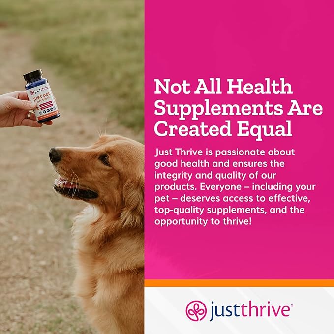 Just Thrive Just Pets Probiotic - Daily Digestive Probiotics for Dogs and Cats - 4 Billion CFUs Pet Probiotic, 30 Capsules