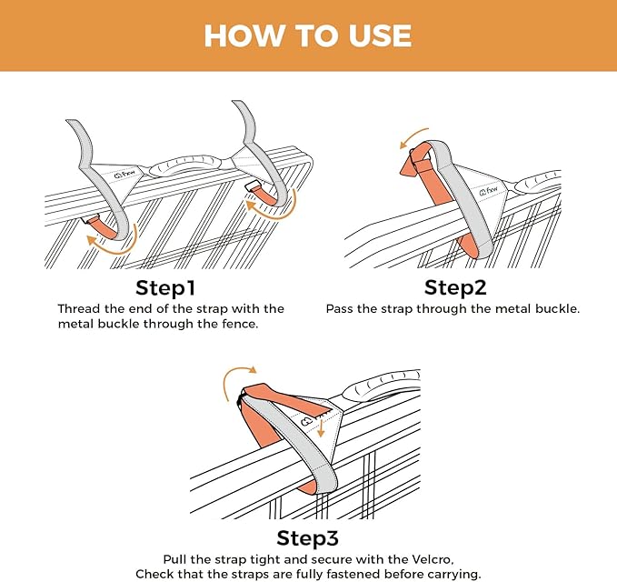 FXW Easy-Carry Straps, Fit 8-Panel of All Heights Dog Playpen, Designed for RV Trips, Orange│Patent Pending