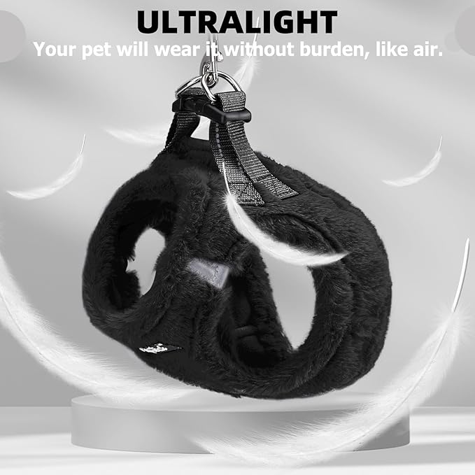 PUPTECK Adjustable Dog Harness Collar and Leash Set Step in No Pull Pet Harness for Small Medium Dogs Puppy and Cats Outdoor Walking Running, Soft Mesh Padded Reflective Vest Harnesses, Black M