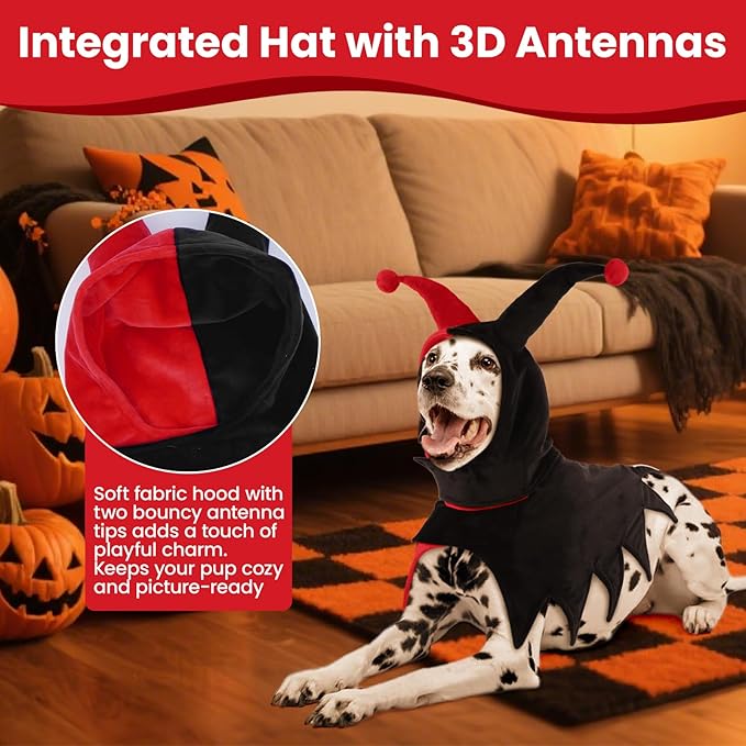 QBLEEV Dog Halloween Costume, Funny Party Circus-Inspired Cosplay with Hood & Cape, Winter Warm Pullover Clothes for Cold Weather, Adjustable Pet Outfit Hoodie for Small Medium Large Dogs