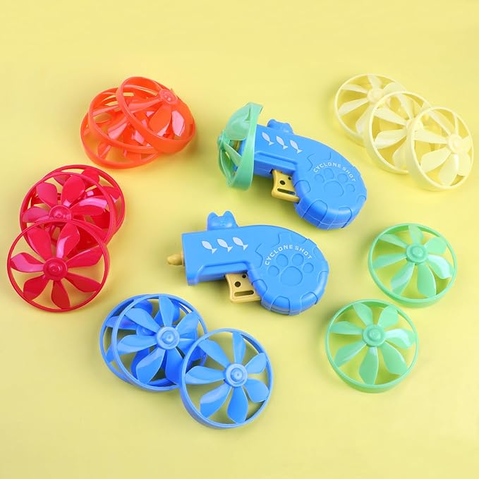 KIMOBER 17Pcs Cat Fetch Toy, Kitten Interactive Tracking Toys with 15Pcs Colorful Flying Propellers for Pets Cat Hunting Chasing Training Exercise